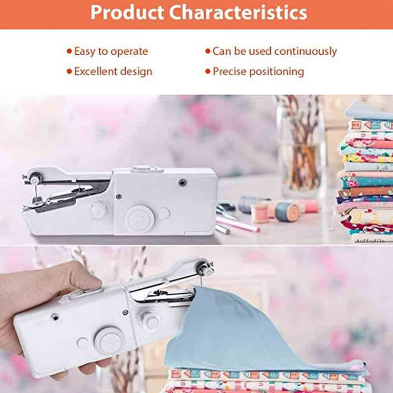AUPERTO Handheld Sewing Machine, Small Quick Handy Stitch for Fabric,  Clothing, Kids Cloth Home Travel Use Pet Clothes PINK 