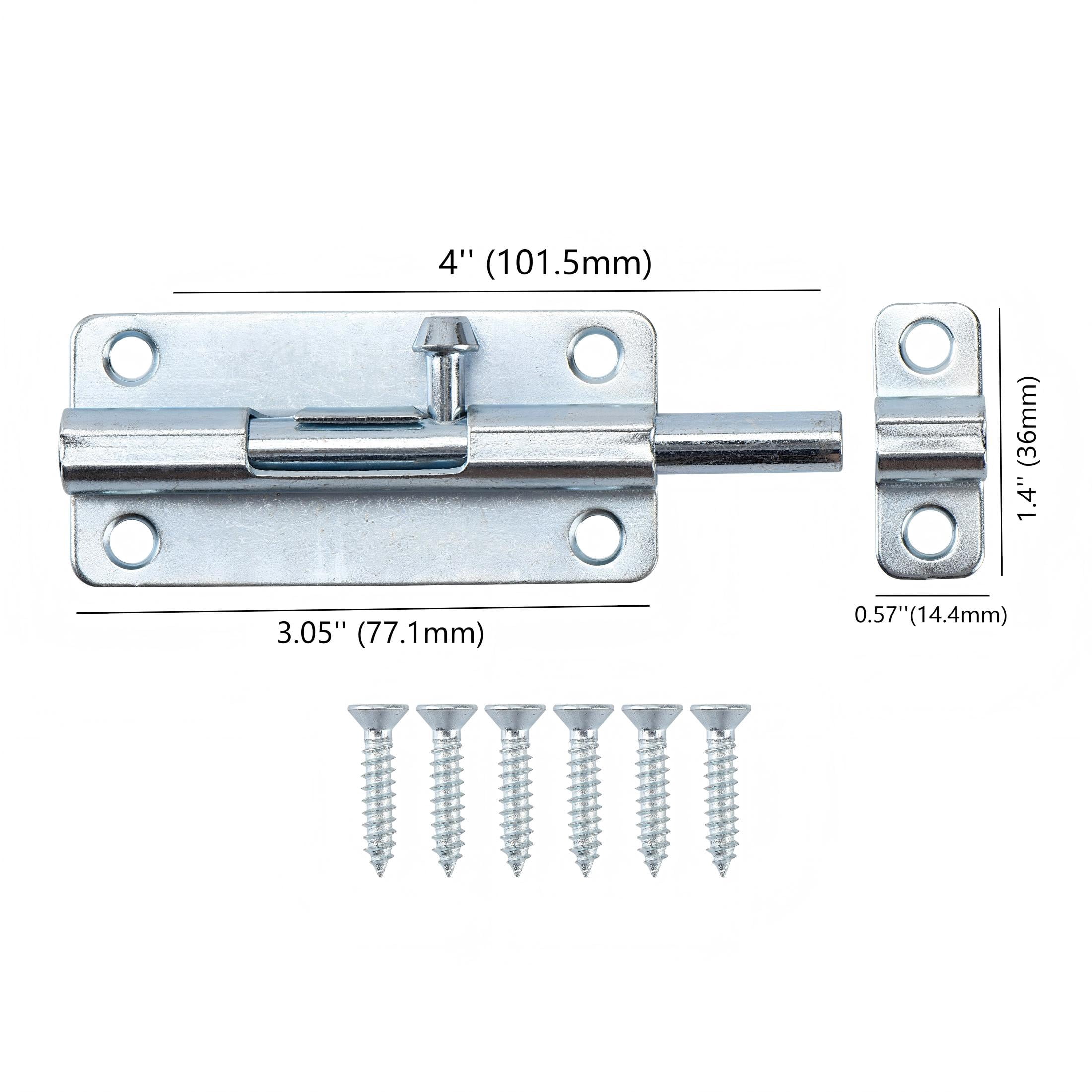 4 in. Barrel Bolt, Zinc Plated, 1 Pack