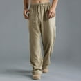 thumbnail image 4 of XAOWF Men'S Linen Casual Pants Breathable Solid Color Loose Fit Plus Size Slacks With Multiple Pockets 2025 Relaxed Fit Trendy Trousers, 4 of 4
