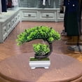 thumbnail image 4 of yoerm Small Fake Plants - Plastic Artificial Bonsai Tree Emerald Green Decor for Home Bedroom Wall Shelf Office Desk Farmhouse Room Decor, Tall 8.5", 4 of 5