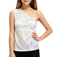 thumbnail image 3 of Tiijoy Girls Shiny One Shoulder Sequin Tank Top Performance Dance Sleeveless Tops, 3 of 3