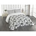 thumbnail image 3 of Ambesonne Abstract Quilted Bedspread Set 3 Pcs, Circular Doodles Dots, King Size, Black White, 3 of 5