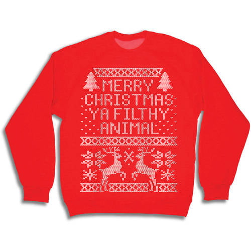 Merry Christmas Ya Filthy Animal Men's Crew Neck Sweatshirt 