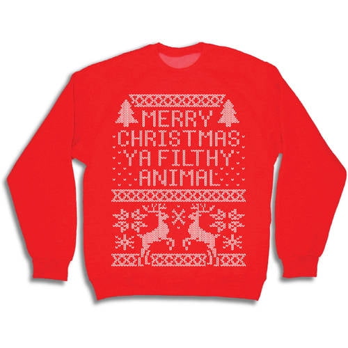 Merry Christmas Ya Filthy Animal Men's Crew Neck Sweatshirt Merry Christmas Ya Filthy Animal Men's Crew Neck Sweatshirt