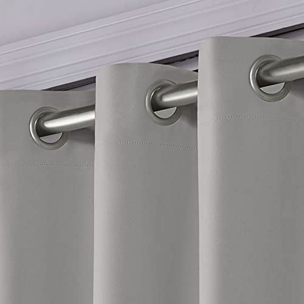 Exclusive Home Sateen Twill Woven Room Darkening Blackout Wide Patio Grommet Top Single Curtain Panel, 100"x96", Silver