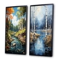 thumbnail image 3 of Designart "Serenity Falls Birch Woods I" Tree Birch Framed Wall Art Set Of 2 - Green Floral Frame Gallery Set For Office Decor, 3 of 6