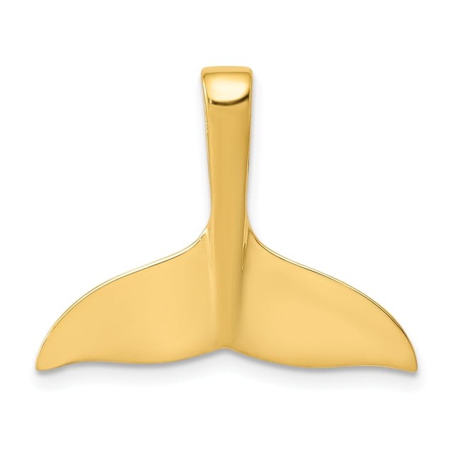 14k Yellow Gold Whale Tail Fish Mermaid Floating Open Chain Slide Pendant Necklace Charm Sea Life