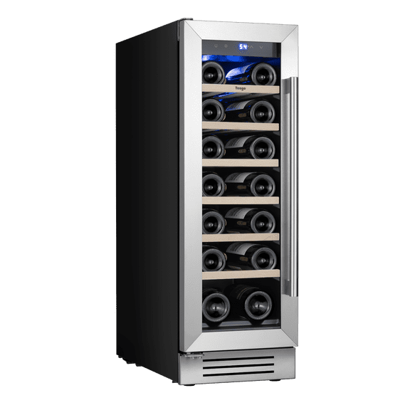 Yeego 12 inch Wine Cooler, 20 Bottles Wine Refrigerator with Double Glass Door for Office/Home, Built-in & Freestanding(Left Opening)