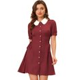 thumbnail image 1 of INSPIRE CHIC Robe Vintage pour Femmes Peter Pan Col Lacé Boutonné, 1 of 6