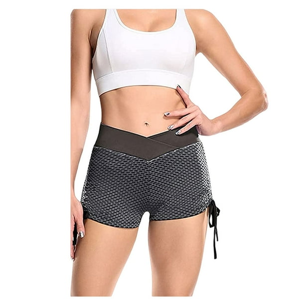 Qarigey Pantalones cortos de nido de abeja de cintura alta de melocotón para levantar la cadera, mallas cortas para gimnasio, entrenamiento Type2 NO2
