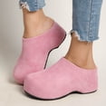 thumbnail image 3 of Women's Slip-On Platform Mule Clogs, Faux Suede Wedge Comfort Shoes, Casual Backless Loafers, 3 of 6