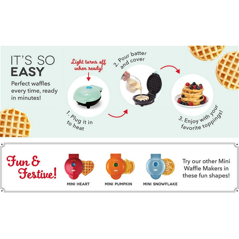 Mini Waffle Maker with 7 Removable Plates - Includes Storage container and  Bundled with Waffle Recipe Card by Infinite Abundance Bundles