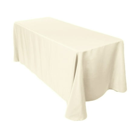 

Leading Linens 2 Pack 90 x 132 Inch Rectangle Ivory Polyester Tablecloth Table Cover Stain and Wrinkle Resistant Washable for Dining Table Wedding Reception Banquet Party