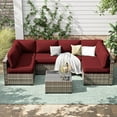 thumbnail image 3 of Snubbull 6-Seat Sectional Outdoor Patio Replacement Cushions Set, 25.5" x 25.5", 5" Foam High-Density, 14-Piece Water-Resistant Outdoor Cushion for Patio Conversation Sets, Liner&Cover, Burgundy, 3 of 6