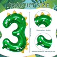 thumbnail image 2 of Globo con forma de dinosaurio número 3, color verde, 36 pulgadas, para tercer cumpleaños, 2 of 7