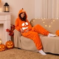 thumbnail image 5 of Red Funny Onsies Halloween Costume Polyester Halloween Cute Pumpkin Onesie Pajamas for Women Men Funny Party Cosplay Costume Family Hooded Plush Cozy Warm Sleepwear S, 5 of 7