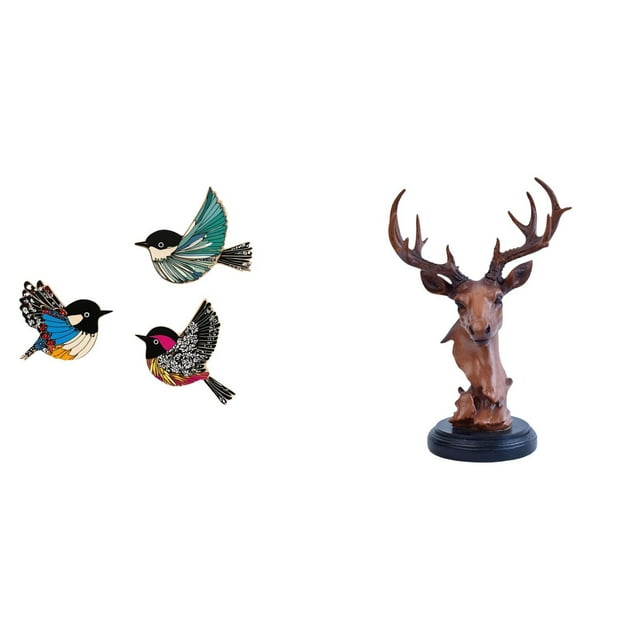 Estatua De Resina Con Cabeza De Pájaro Y Ciervo De Madera Para Pared, Figura De Animal, Artesanía Para Jardín, Sala De Estudio, Casa De Campo, Mesita De Noche, Escritorio, Decoración Del