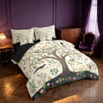 thumbnail image 2 of Homewish Tree of Life Flower Twin Bedding, Botanical Animal Theme Bedding Comforter Set, Black Reversible 7pcs, 2 of 7