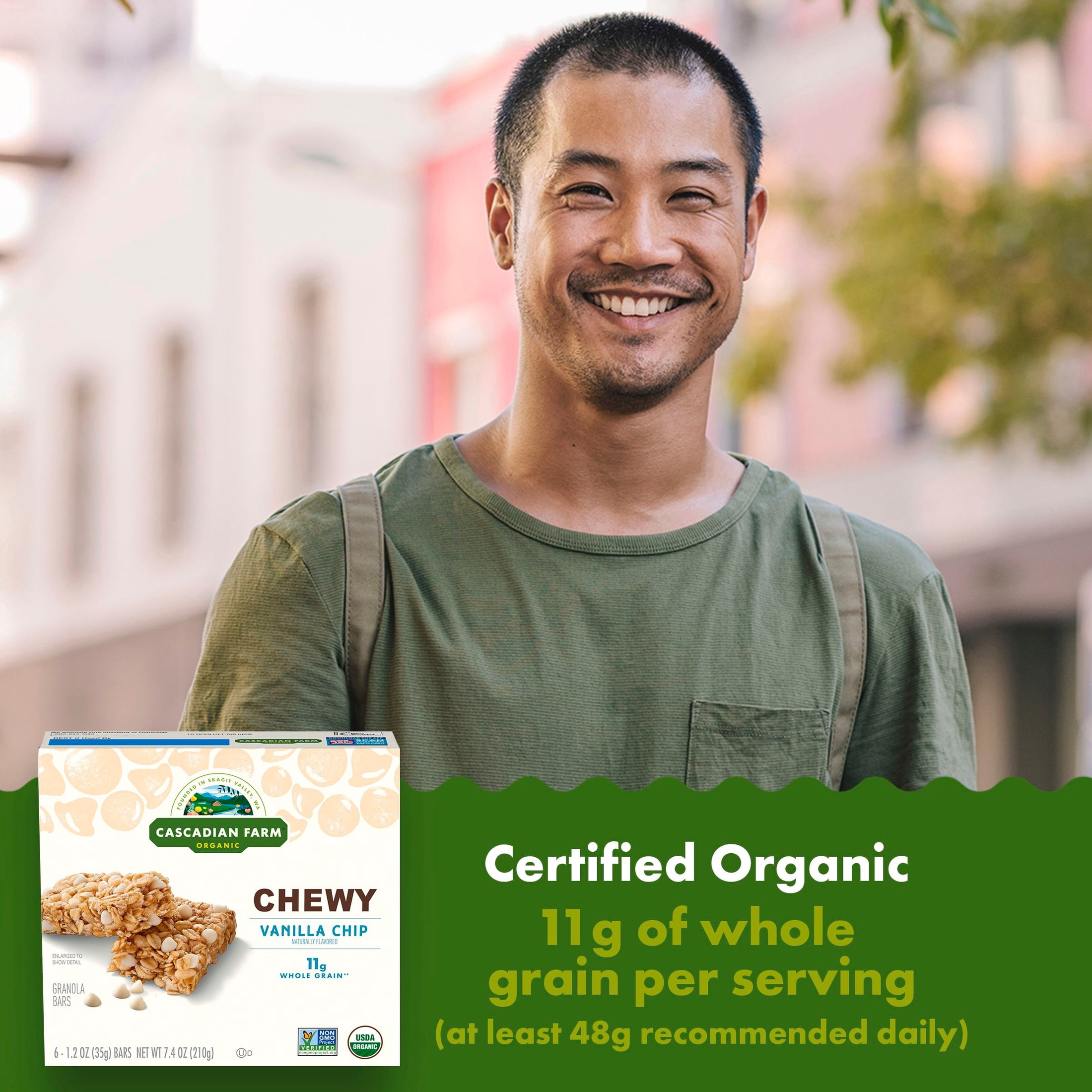 (12 pack) Cascadian Farm Organic Vanilla Chip Chewy Granola Bars, 6 Bars, 7.4 oz.