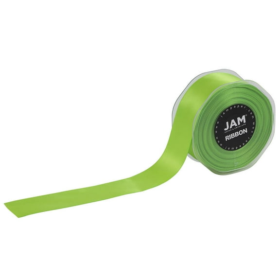 JAM Double Faced Satin Ribbon, 1.5 In x 25 Yds, 1/Pack, Lime Green