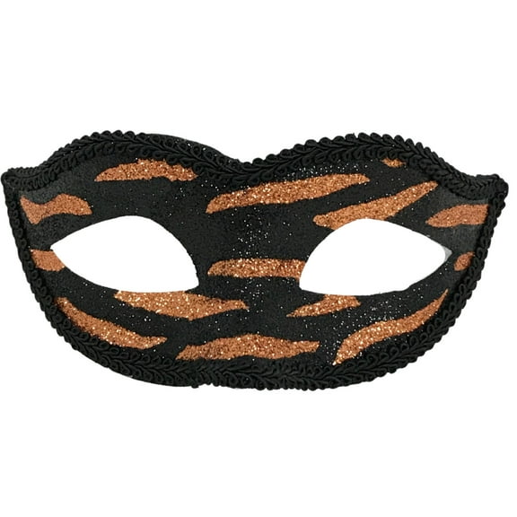 Black and Gold Tiger Stripe Glitter Mask (Each)