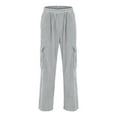 thumbnail image 5 of XFLWAM Womens Cargo Sweatpants Drawstring High Waisted Wide Leg Corduroy Pants Fall Winter Baggy Joggers Trousers with Pockets Gray M, 5 of 6