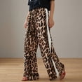 thumbnail image 5 of adaychics Leopard Wide Leg Pants for Women Side Striped Elastic Waist Drawstring Baggy Pants with Pockets Daily Wear, 5 of 7