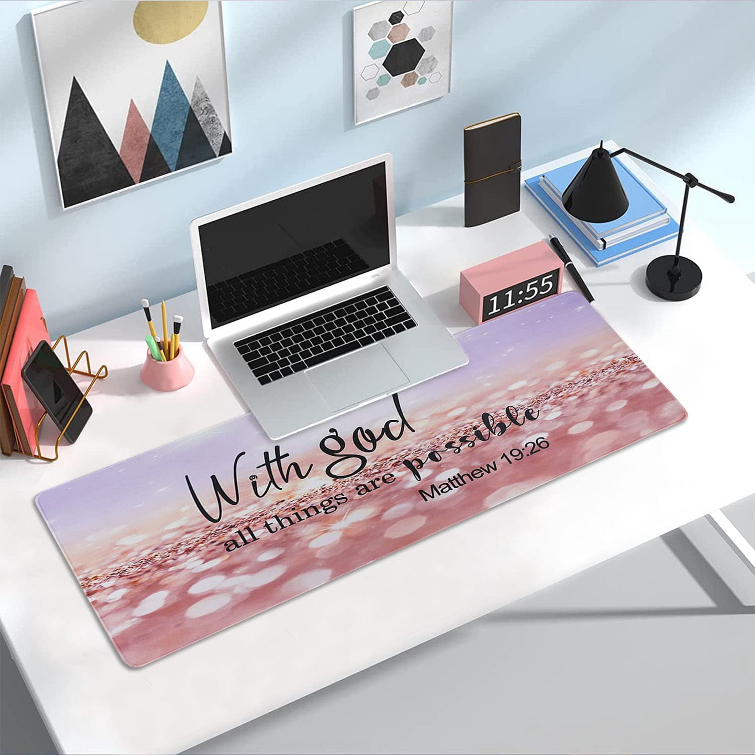 Large Gaming Mouse Pad with Seam Edge, Anti-Slip Extended Mouse Pad with Micro-Weave Cloth Surface,Waterproof Keyboard Pad, Desk Pad for Gamer Office Home XL 31.5" x 15.7"