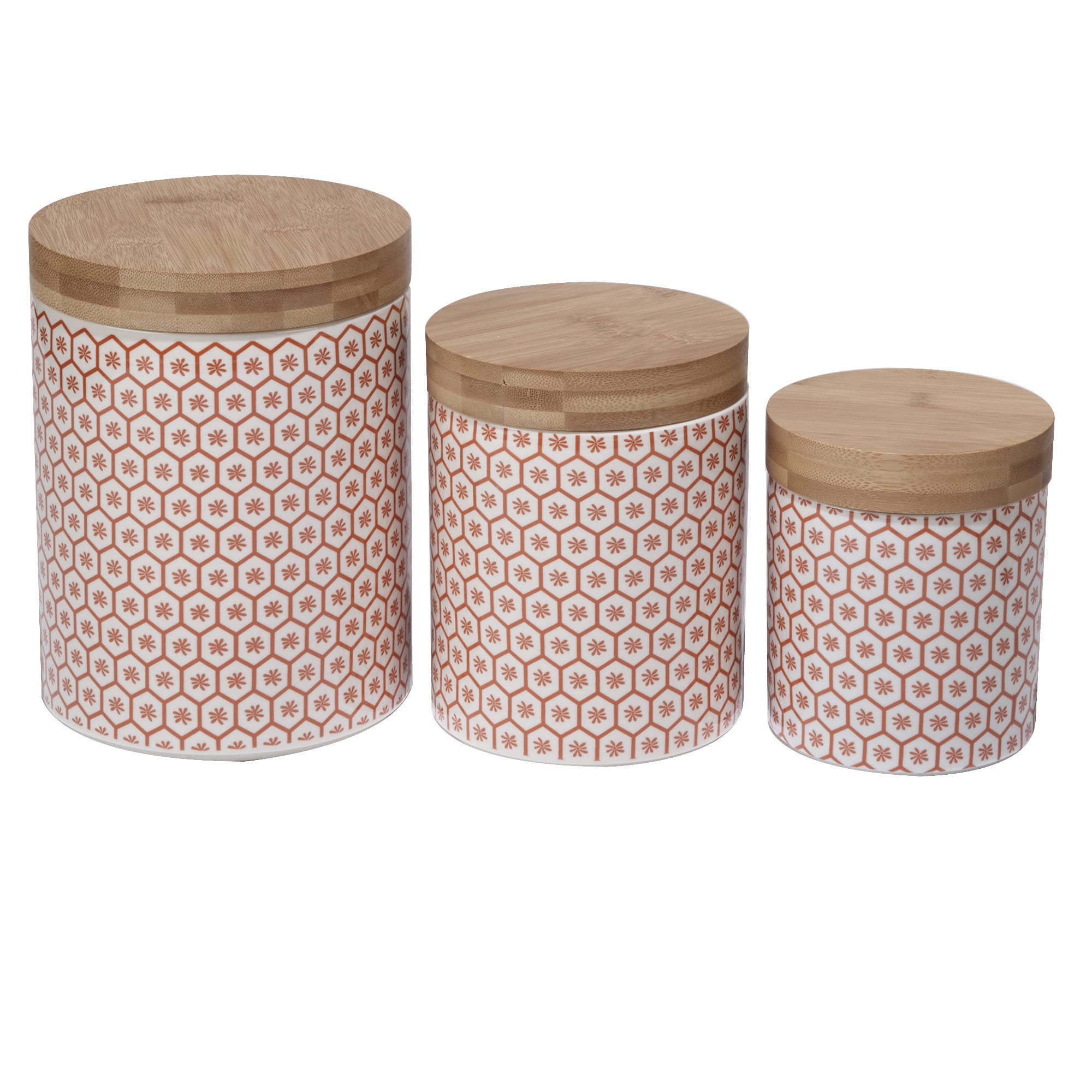 Certified International White/Red Ceramic 3piece Canister