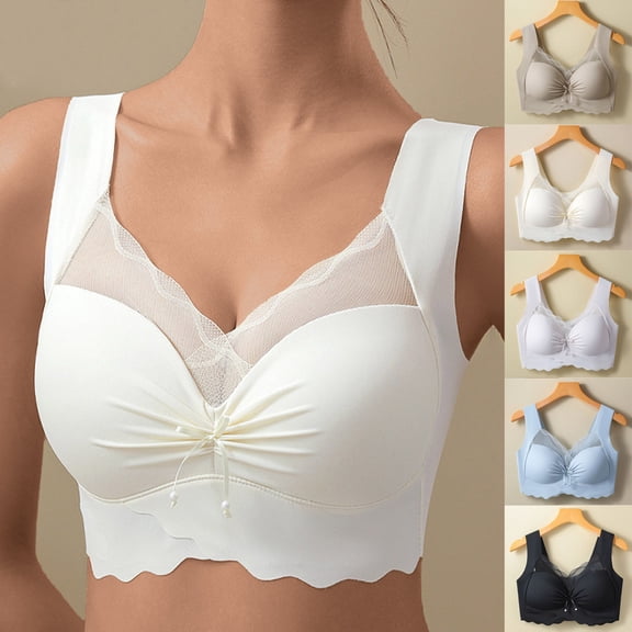 Swuxness Women's Full Cup Push Up Bras Solid Color Wide-Strap Mesh Comfortable Breathable for Wear