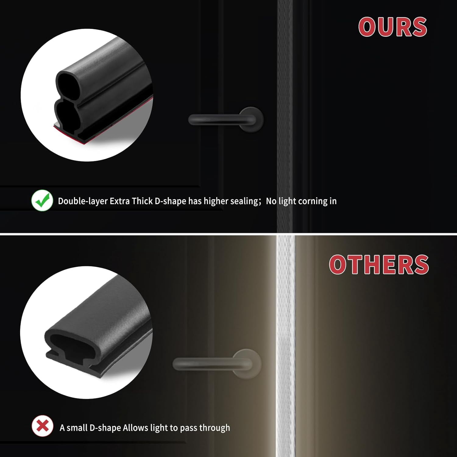 40 Feet Rubber Weather Stripping Door Seal Large Gap, Extra Thick Self-Adhesive D-Shaped Door Weather Stripping Seal Strip for Door Frame Door Insulation Strip Soundproofing (Black)