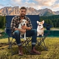 thumbnail image 2 of Biotree 2-Person Folding Outdoor Loveseat Camp Chair with Cup Holders for Camping Beach Picnic, Blue, 2 of 11