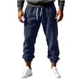 thumbnail image 6 of Sweatpants Pants for Men Sports Leisure Solid Color Elastic Waist Drawstring Straight Long Pants with Pocket, 6 of 8