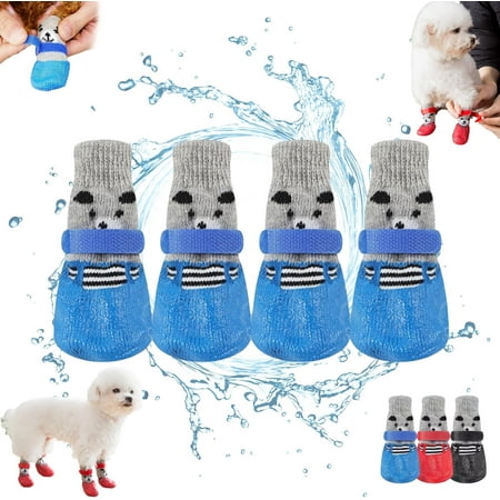 Pets Waterproof Shoes  Pets Waterproof Shoes  Waterproof Dog Boots & Paw Protectors 4PCS/Set Waterproof Pet Dog Shoes Anti-Slip Rain Boots Footwear Dog Sock Shoes with Adjustable