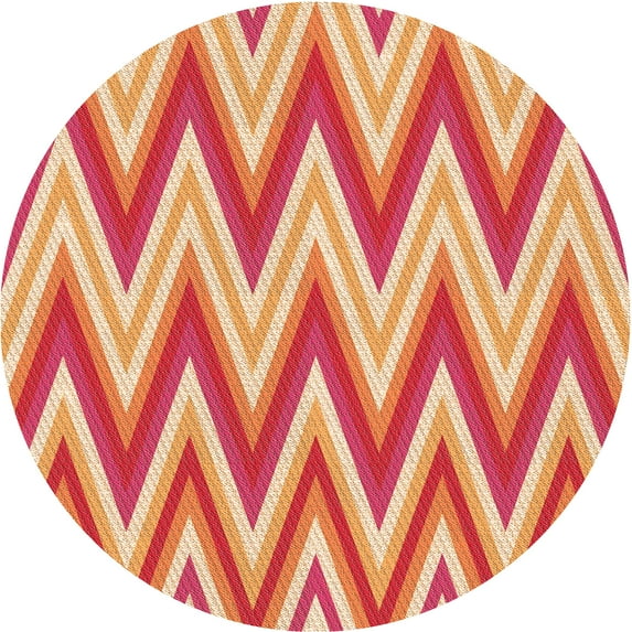 Ahgly Company Indoor Round Patterned Macaroni and Cheese Yellow Area Rugs, 5' Round