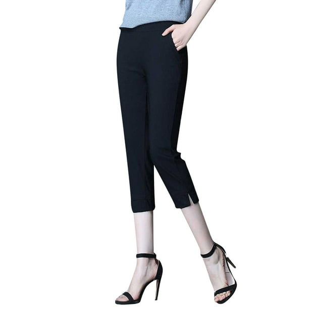Gibobby pantalones senderismo mujer Pantalones rectos informales para mujer, pantalones, pantalones, pantalones informales (Negro, XXL)