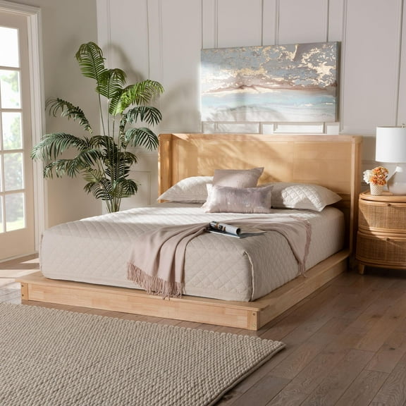 Baxton Studio Glennis Japandi Platform Bed, Queen, Natural Brown