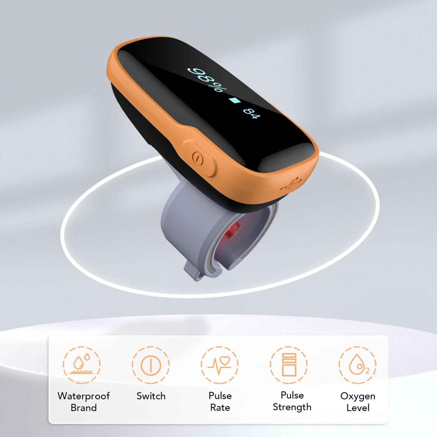 Vibeat Sport Ring WearO2 -  Wearable Finger Pulse Oximeter, Continuous Oxygen Monitor for Running/Hiking/Cycling
