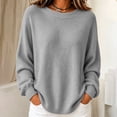 thumbnail image 5 of Womens Knit Sweaters Crewneck Long Sleeved Solid Pullover Sweater Tops Casual Loose Fit Fashion Soft Basic Knitwear, 5 of 6