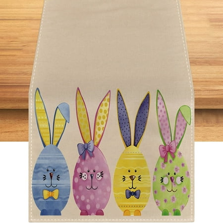 

Wendoximz Home and Garden Clearance! Household Antependium Easter Table Flag Bunny Egg Pattern Table Decoration Waterproof Mat Fabric Printed Table Runner