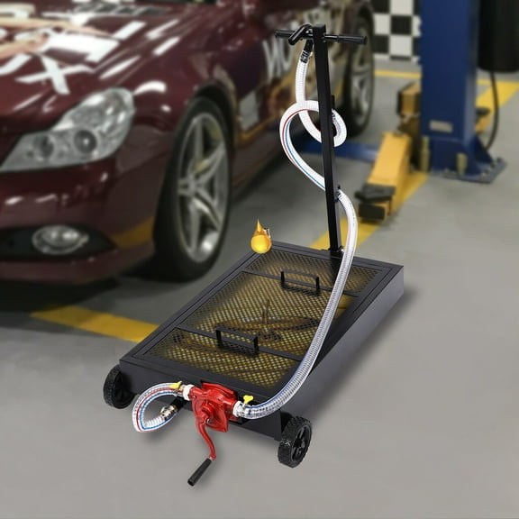 Oil Drain Pan, 15 Gallon Oil Drain Tank, Large Capacity Oil Change Pan 15gal Capacity Steel Modern Black