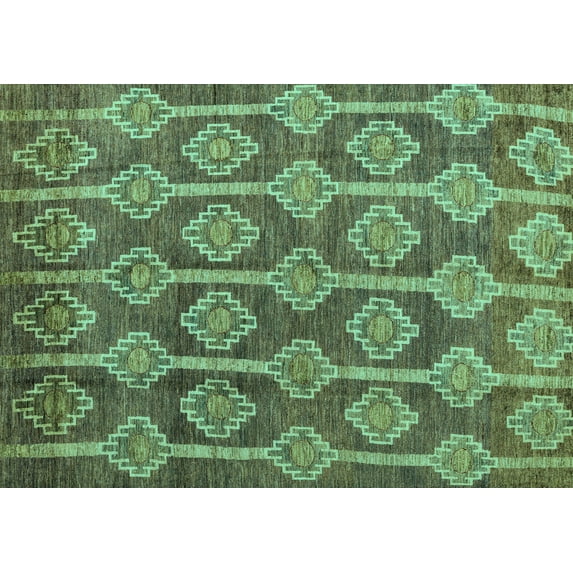 Ahgly Company Machine Washable Indoor Rectangle Abstract Turquoise Blue Modern Area Rugs, 8' x 10'