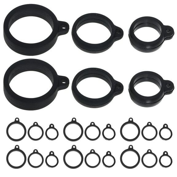 Milisten 30 Pcs Silicone Hanging Ring Key Rings Tag Lanyard Man Black