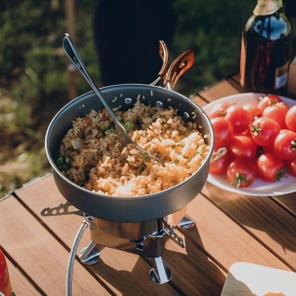 XMZHOU Camping Cookware Set Camping Gear Non-Stick Cooking Equipment Lightweight Stackable Pot Pan Bowls for Outdoor Activities