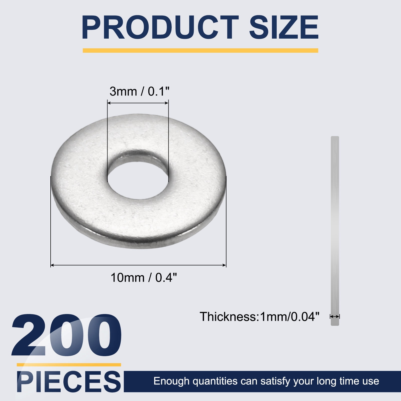Unique Bargains Flat Washer for Screw Washers Bolts 3MM ID x 10MM OD x 1MM Thick
