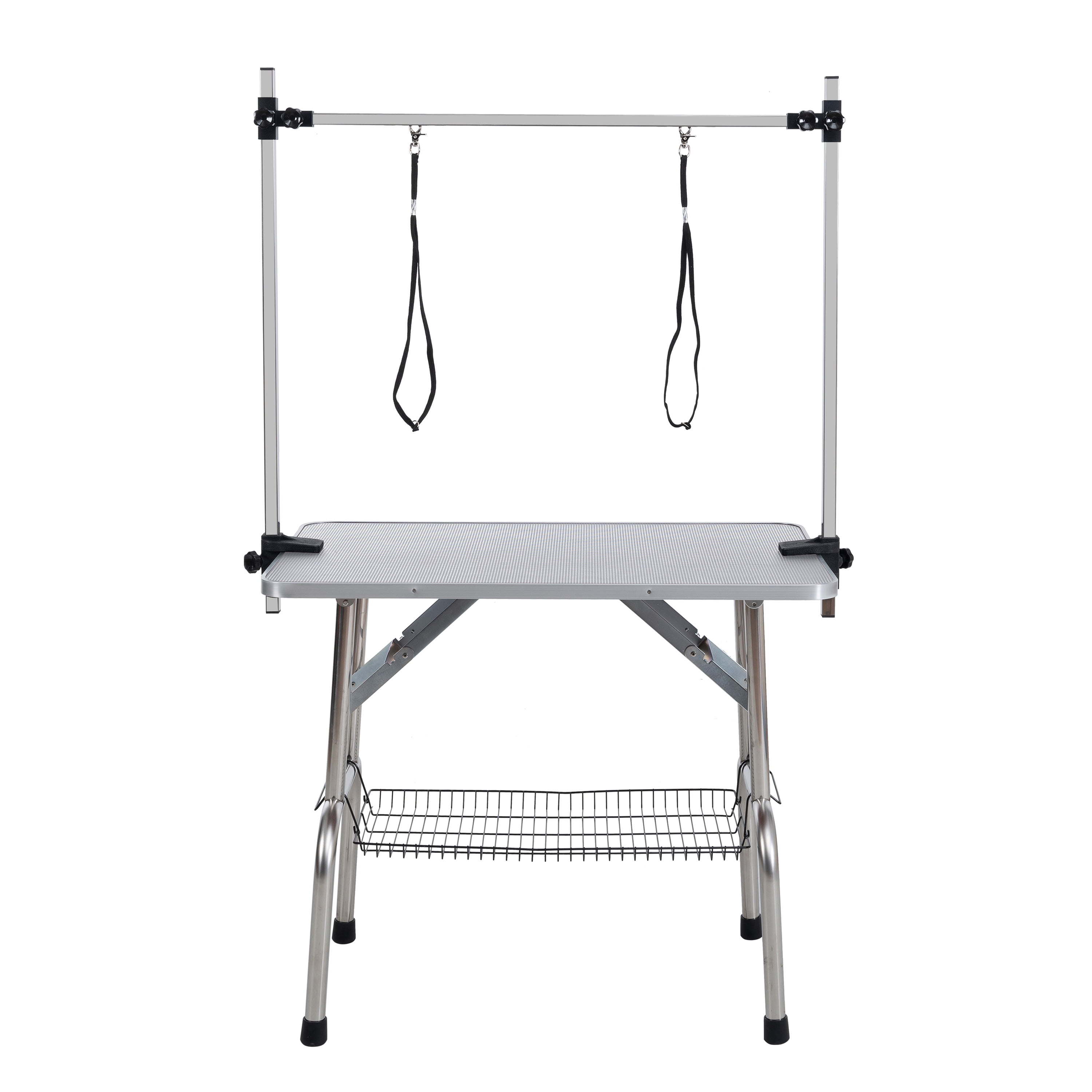 42" Folding Dog Pet Grooming Table Stainless Steel Frame Rubber Mat on Board with Adjustable Arm and Clamps pet dog Cat Grooming Table