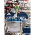 thumbnail image 4 of Outdoor Tablecloth with Umbrella Hole and Zipper, Merry Christmas Round Table Cloth 54 Inch Waterproof Tablecloth, Winter Holiday Xmas Snowflake Blue Plaid Picnic Table Cover for Patio Camping, 4 of 7