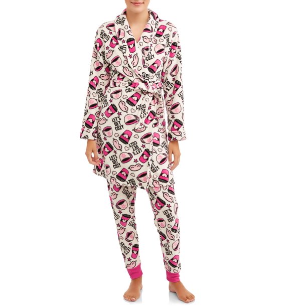 Sleep & Co Sleep & Co Women's 2Piece Robe and Pant Sleep Set