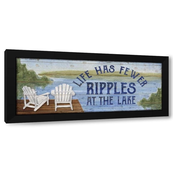 Tara Reed 14x8 Black Modern Wood Framed Wall Art Titled - Lake Living Panel II (ripples)