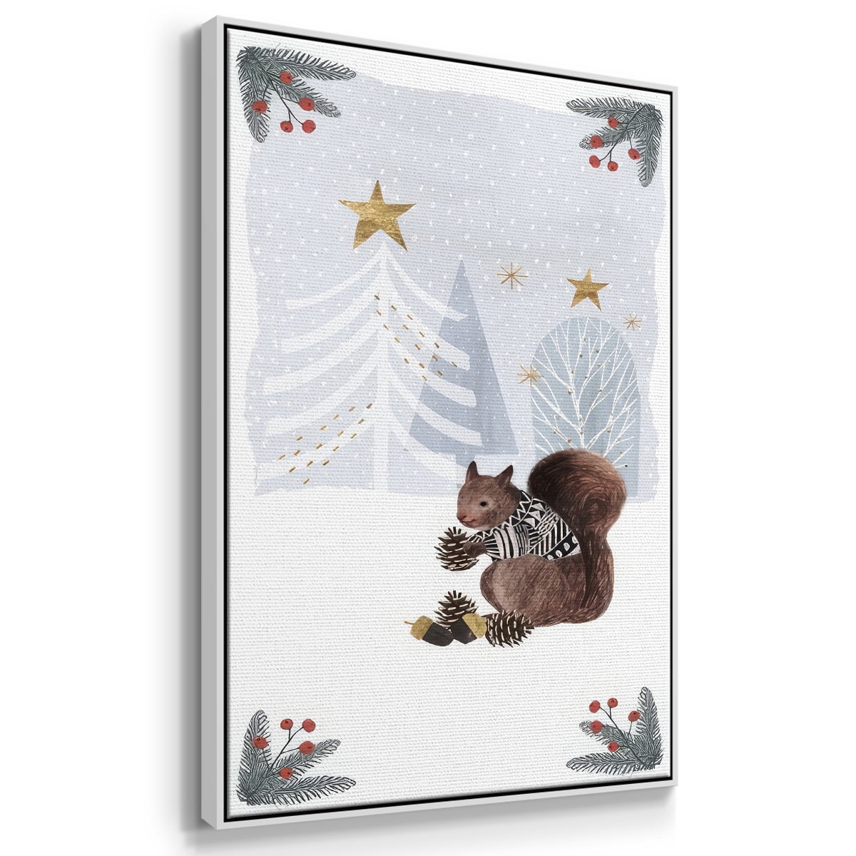 Cozy Christmas Collection B - Framed Gallery Wrapped Holiday Canvas - 17 x 25 - White Frame